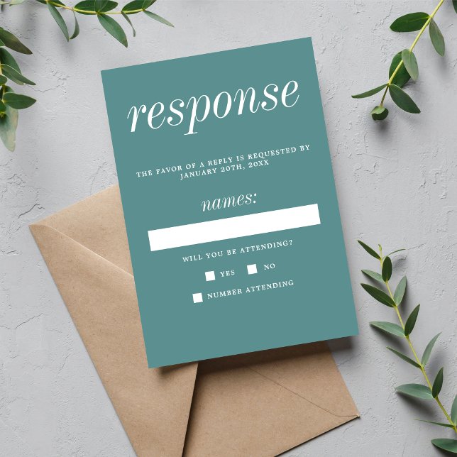 True Simplicity 2 Duck Egg Minimalist Wedding RSVP Card (Creator Uploaded)