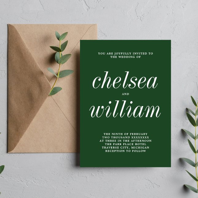 True Simplicity 2 Evergreen Minimalist Wedding Invitation (Creator Uploaded)