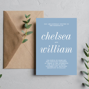 True Simplicity 2 Glacier Blue Minimalist Wedding Invitation