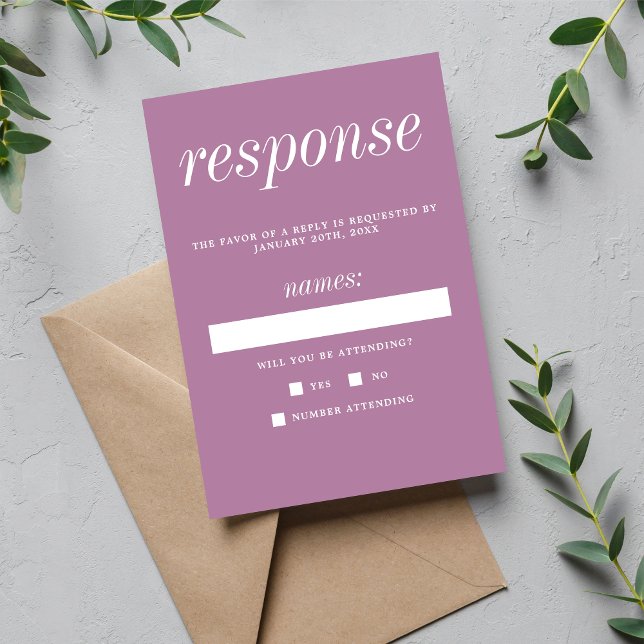 True Simplicity 2 Lavender Minimalist Wedding RSVP Card (Creator Uploaded)