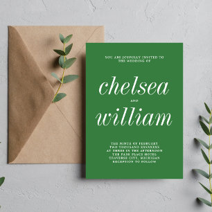 True Simplicity 2 Meadow Green Minimalist Wedding Invitation