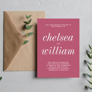 True Simplicity 2 Mulberry Minimalist Wedding Invitation