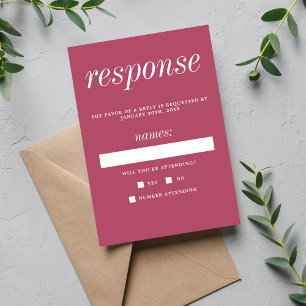 True Simplicity 2 Mulberry Minimalist Wedding RSVP Card