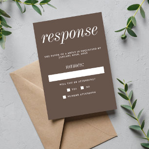 True Simplicity 2 Mushroom Minimalist Wedding RSVP Card