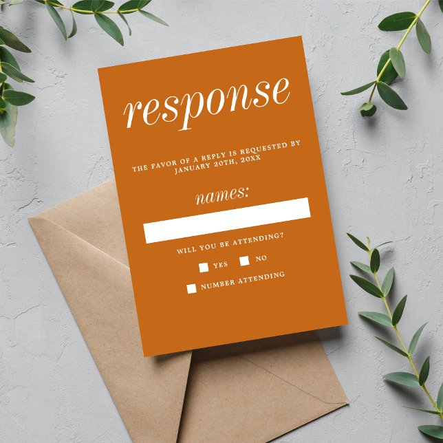 True Simplicity 2 Pumpkin Minimalist Wedding RSVP Card (Creator Uploaded)