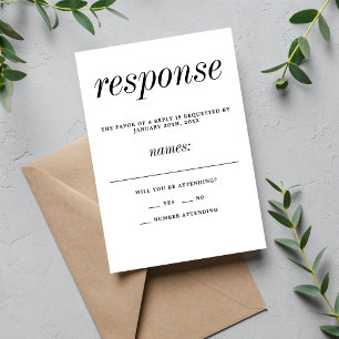 True Simplicity 2 Script Simple Minimalist Wedding RSVP Card