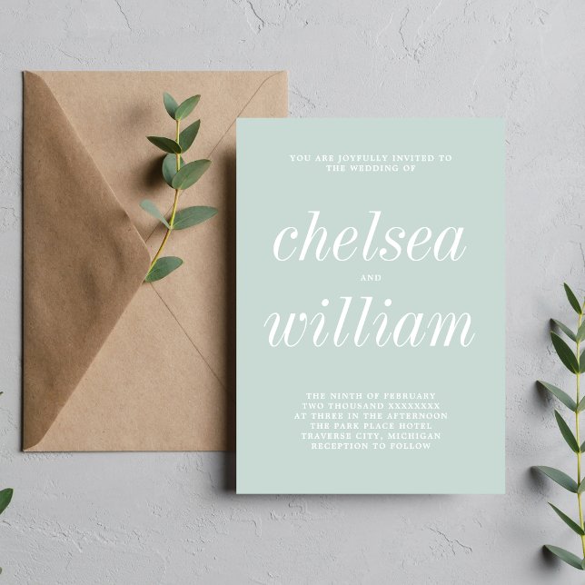 True Simplicity 2 Sea Glass Minimalist Wedding Invitation (Creator Uploaded)