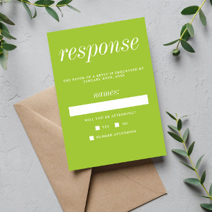 True Simplicity 2 Spring Green Minimalist Wedding RSVP Card