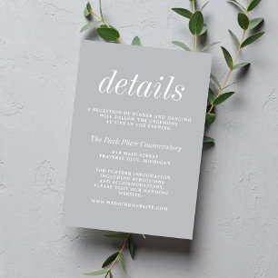 True Simplicity 2 Sterling Grey Minimalist Wedding Enclosure Card