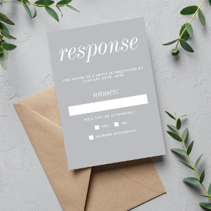 True Simplicity 2 Sterling Grey Minimalist Wedding RSVP Card