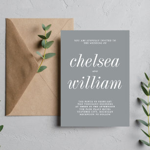 True Simplicity 2 Stone Grey Minimalist Wedding Invitation