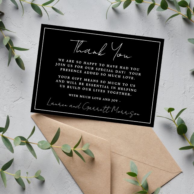 True Simplicity 3 Black and White Thank You Note Card (Creator Uploaded)