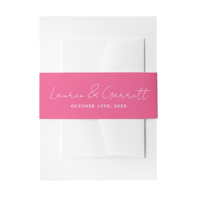 True Simplicity 3 Bride Groom Carnation Wedding Invitation Belly Band (Front Example)