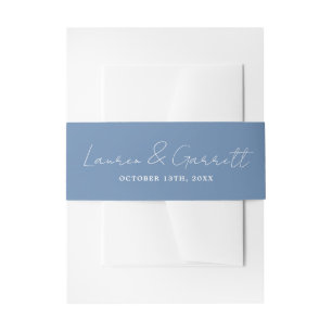 True Simplicity 3 Bride Groom Denim Blue Wedding Invitation Belly Band