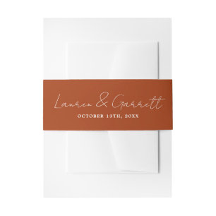 True Simplicity 3 Bride Groom Rust Wedding Invitation Belly Band