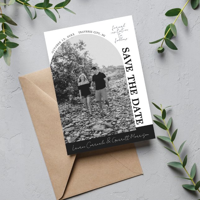 True Simplicity 3 Modern Black and White Save The Date (Creator Uploaded)