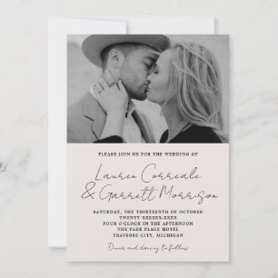 True Simplicity 3 Modern Photo Wedding Invitation
