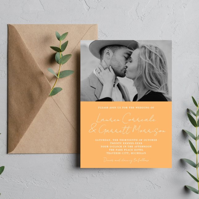 True Simplicity 3 Modern Sorbet Photo Wedding Invitation (Creator Uploaded)