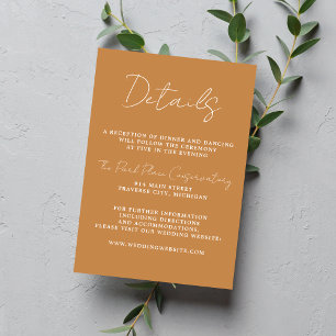 True Simplicity 3 Script Minimal Apricot Wedding Enclosure Card
