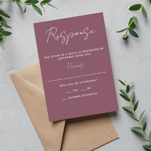 True Simplicity 3 Script Minimal Dusk Wedding RSVP Card