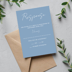 True Simplicity 3 Script Minimal Glacier Wedding RSVP Card