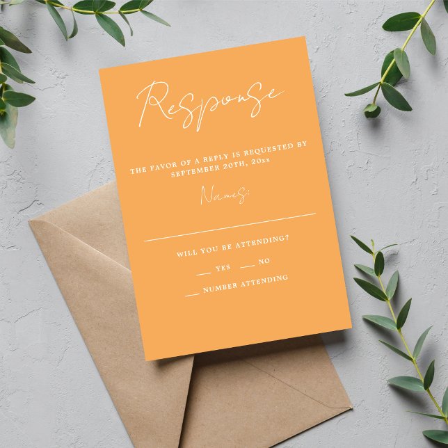 True Simplicity 3 Script Minimal Sorbet Wedding RSVP Card (Creator Uploaded)