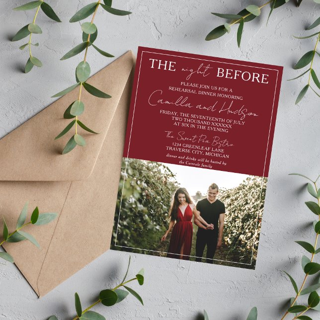 True Simplicity 4 | Burgundy | Rehearsal Dinner Invitation (Creator Uploaded)