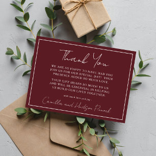 True Simplicity 4   Burgundy   Thank You Note Card