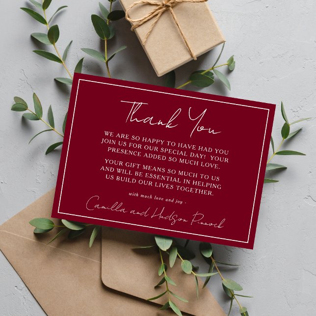 True Simplicity 4 | Burgundy | Thank You Note Card (Creator Uploaded)