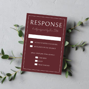 True Simplicity 4   Burgundy   Wedding RSVP Card