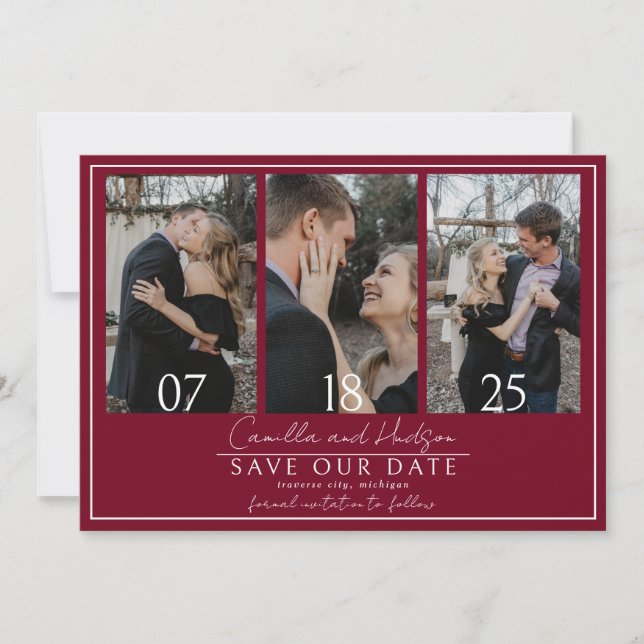 True Simplicity 4 | Burgundy | Wedding Save The Date (Front)