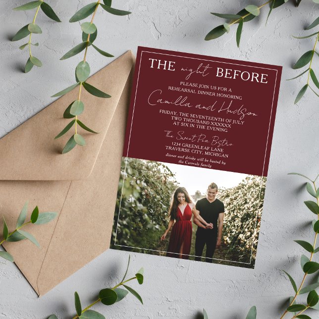 True Simplicity 4 | Dark Burgundy Rehearsal Dinner Invitation (Creator Uploaded)