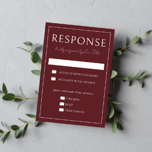 True Simplicity 4 Dark Burgundy Wedding RSVP Card