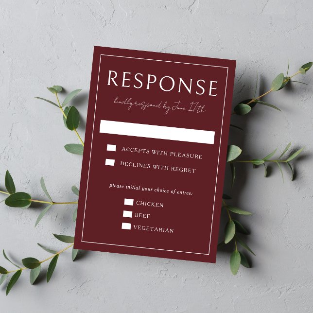 True Simplicity 4 | Dark Burgundy | Wedding RSVP Card (Creator Uploaded)