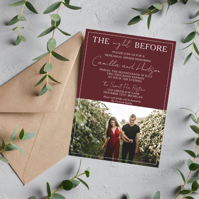 True Simplicity 4 | Deep Burgundy Rehearsal Dinner Invitation (Creator Uploaded)