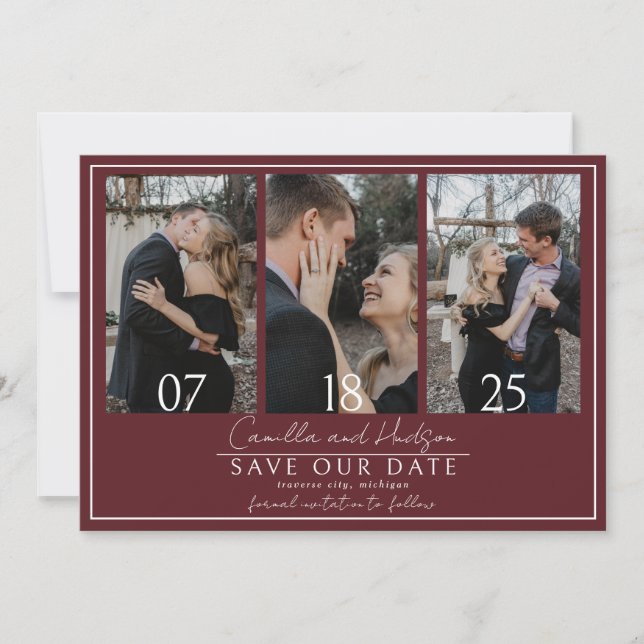 True Simplicity 4 | Deep Burgundy | Wedding Save The Date (Front)