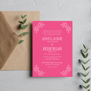 True Simplicity 6 Carnation Floral Wedding Invitation