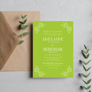 True Simplicity 6 Chartreuse Floral Wedding Invitation