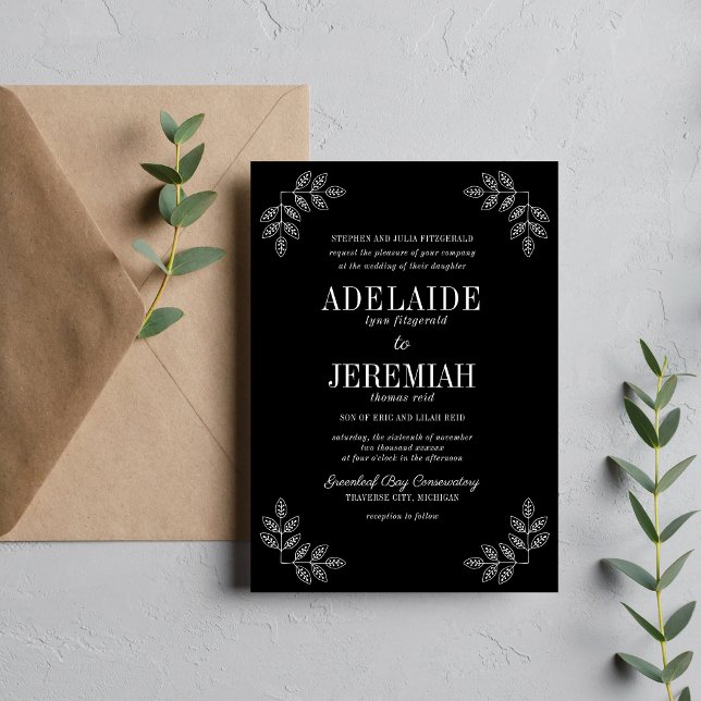 True Simplicity 6 Floral Black Wedding Invitation (Creator Uploaded)