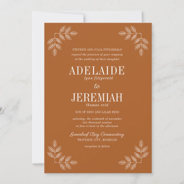 True Simplicity 6 Floral Terracotta Wedding Invitation (Front)