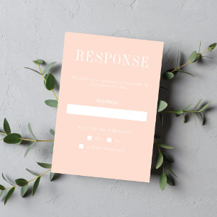 True Simplicity 6 Peach Minimalist Wedding RSVP Card