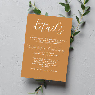 True Simplicity Apricot Chic Minimalist Wedding Enclosure Card