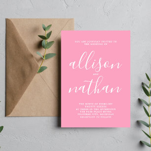 True Simplicity Ballet Pink Minimalist Wedding Invitation