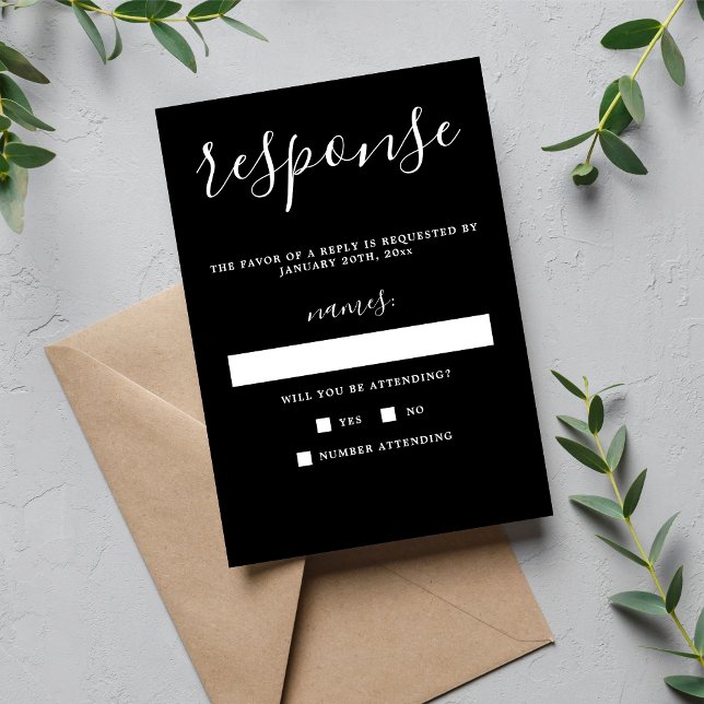 True Simplicity Black Minimalist Wedding RSVP Card (Creator Uploaded)