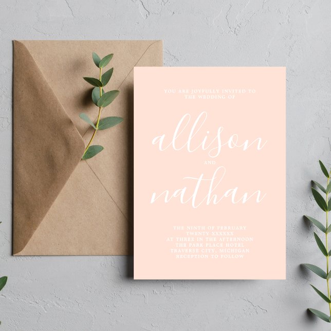 True Simplicity Blush Minimalist Wedding Invitation (Creator Uploaded)