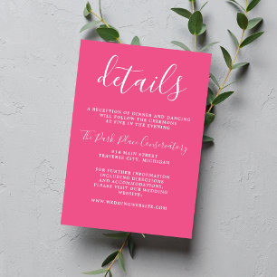 True Simplicity Carnation Pink Minimalist Wedding Enclosure Card