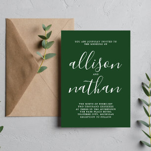 True Simplicity Evergreen Minimalist Wedding Invitation