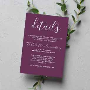 True Simplicity Grape Purple Minimalist Wedding Enclosure Card