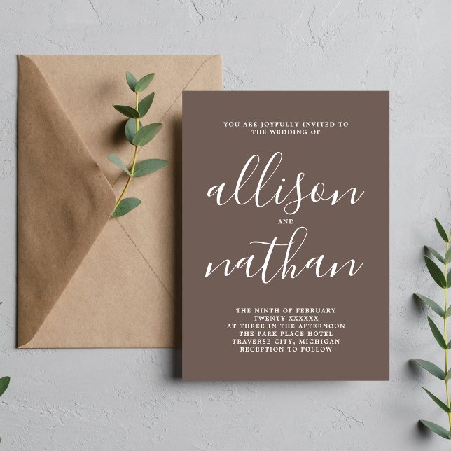 True Simplicity Mushroom Minimalist Wedding Invitation (Creator Uploaded)
