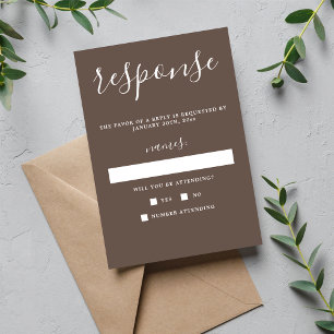 True Simplicity Mushroom Minimalist Wedding RSVP Card